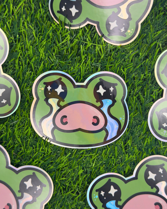 Crying Frop Holographic Vinyl Sticker