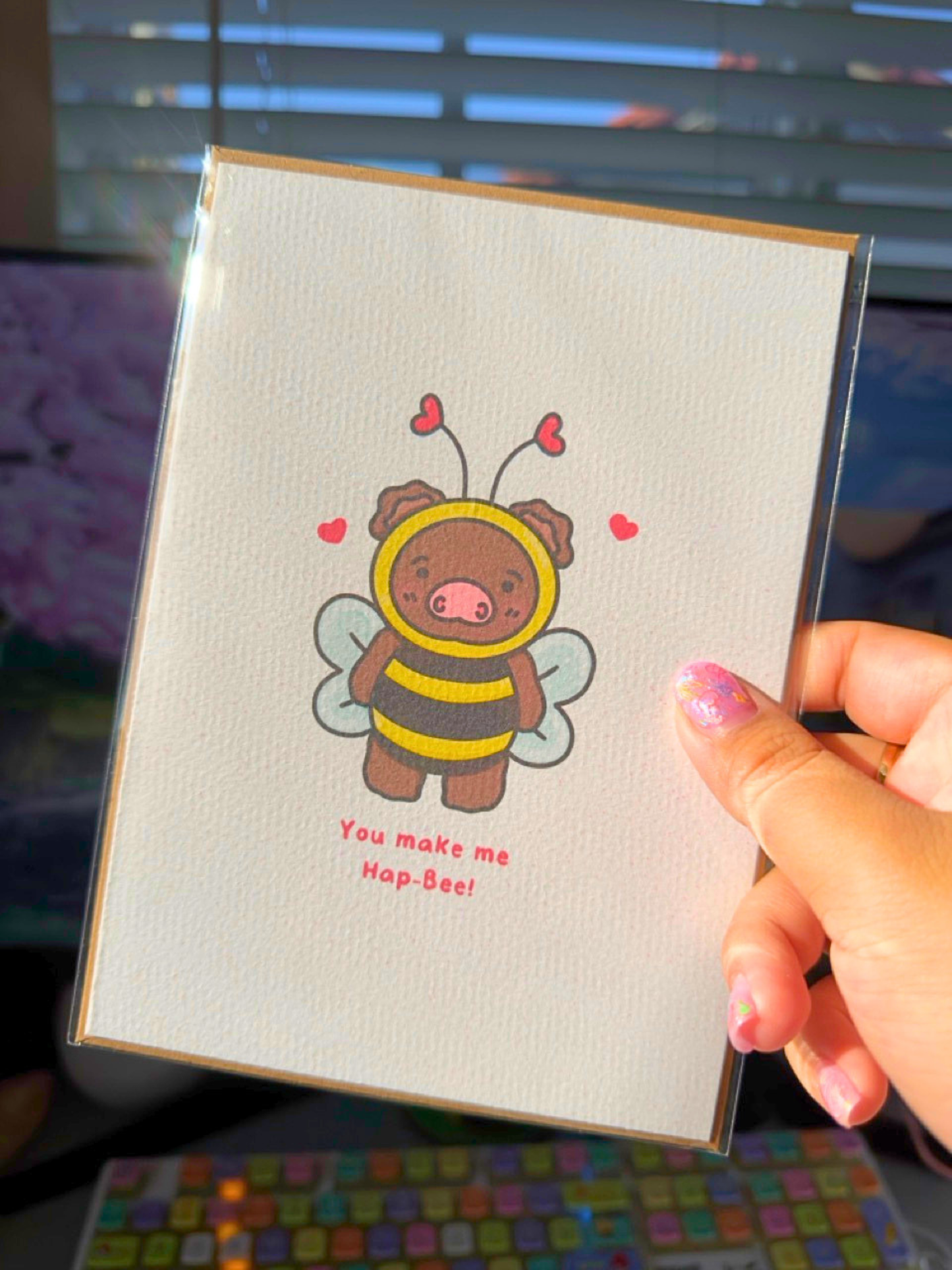 You make me Hap-bee Greeting Card