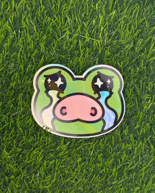 Crying Frop Holographic Vinyl Sticker