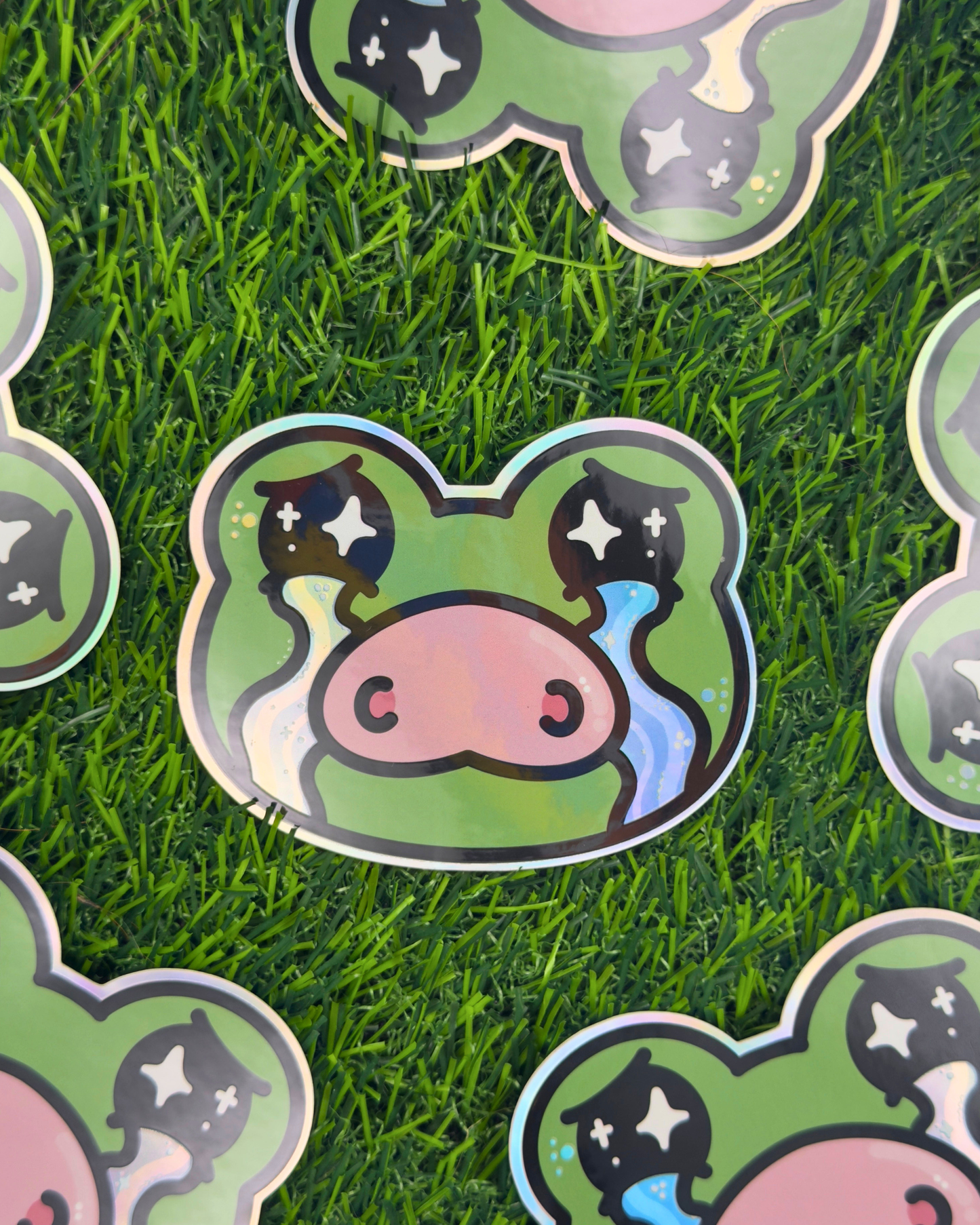 Crying Frop Holographic Vinyl Sticker