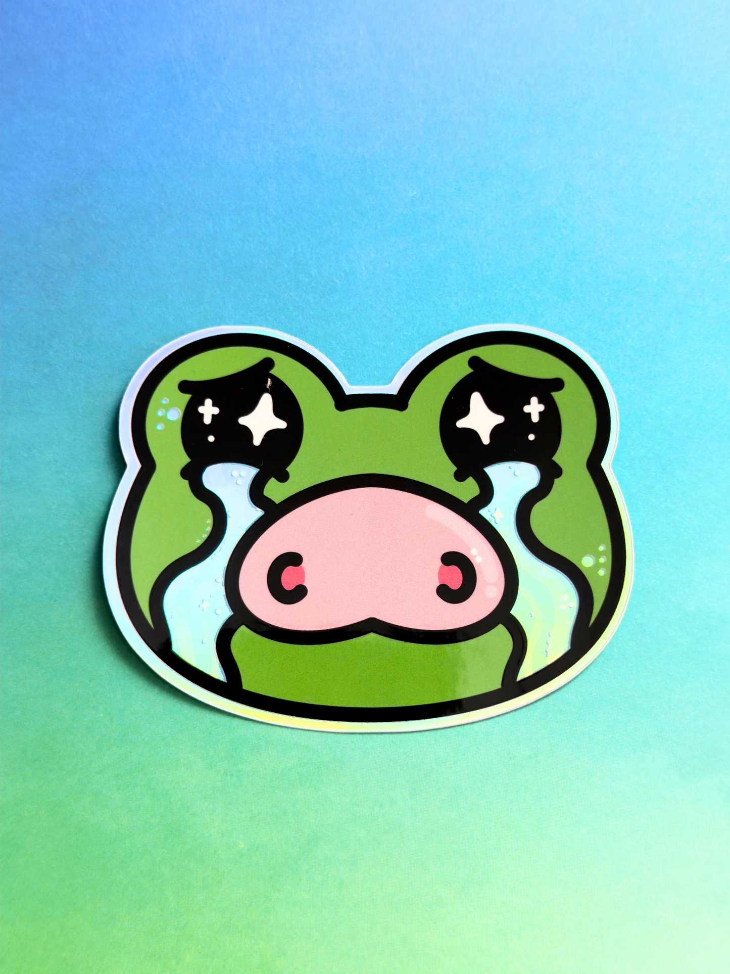 Crying Frop Holographic Vinyl Sticker