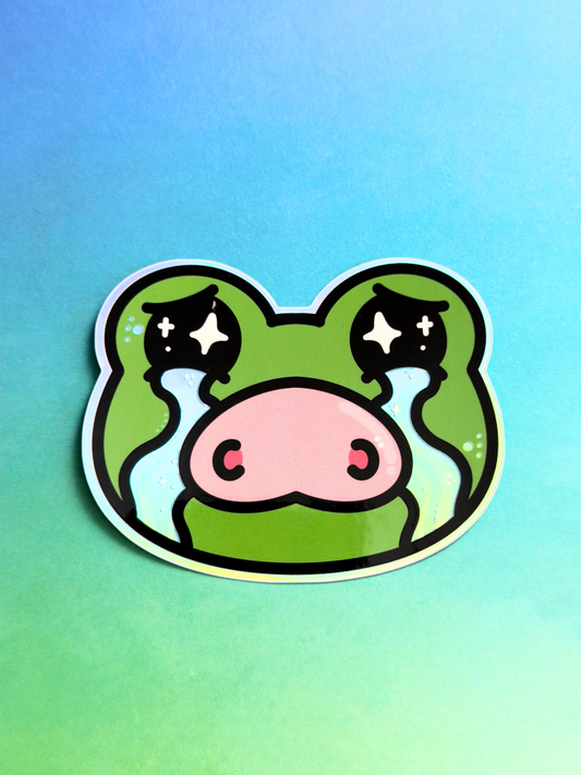 Crying Frop Holographic Vinyl Sticker