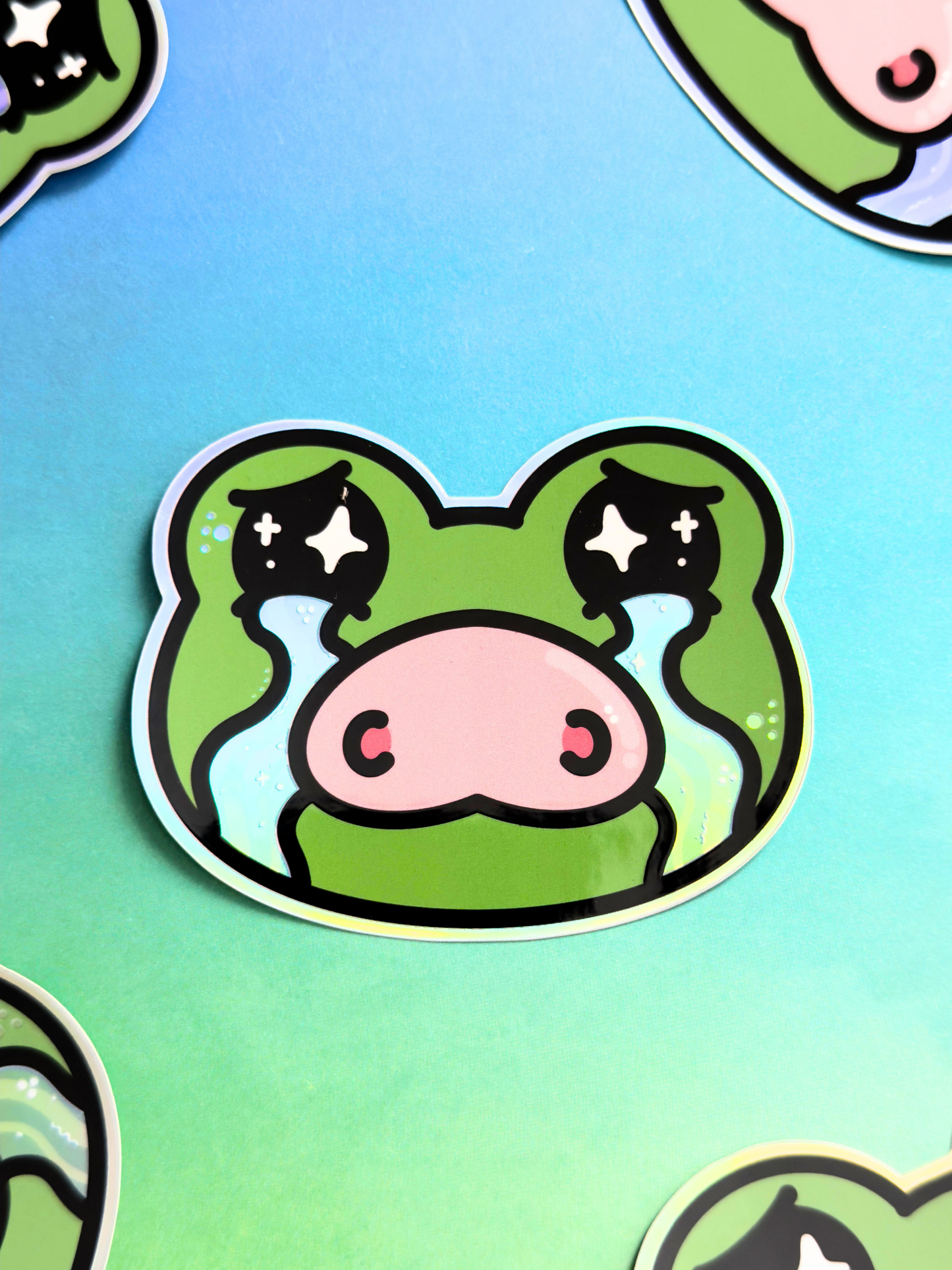 Crying Frop Holographic Vinyl Sticker