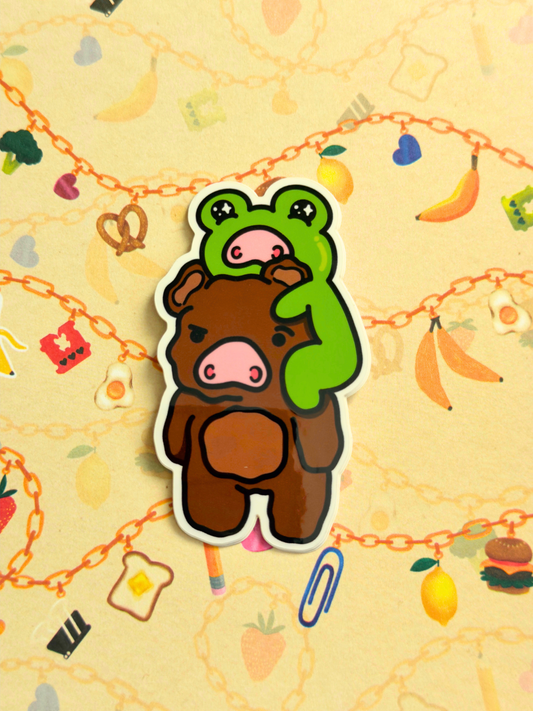 Piggy Back Vinyl Sticker