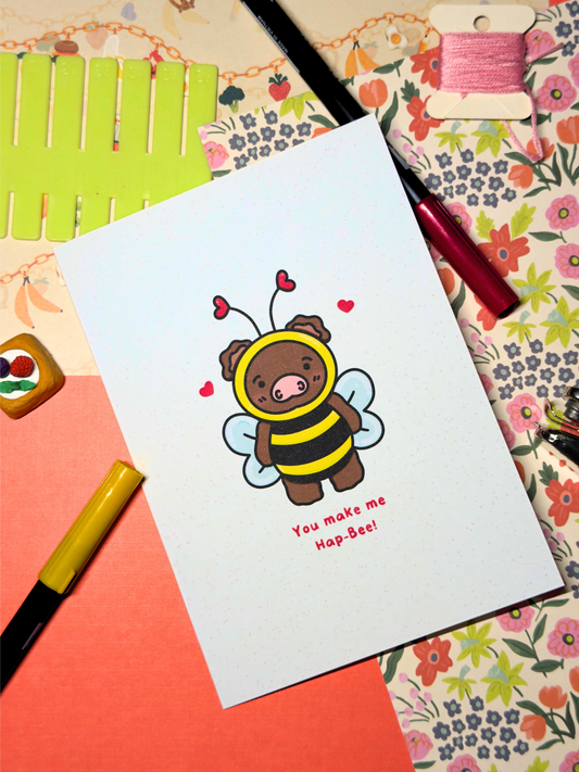 You make me Hap-bee Greeting Card