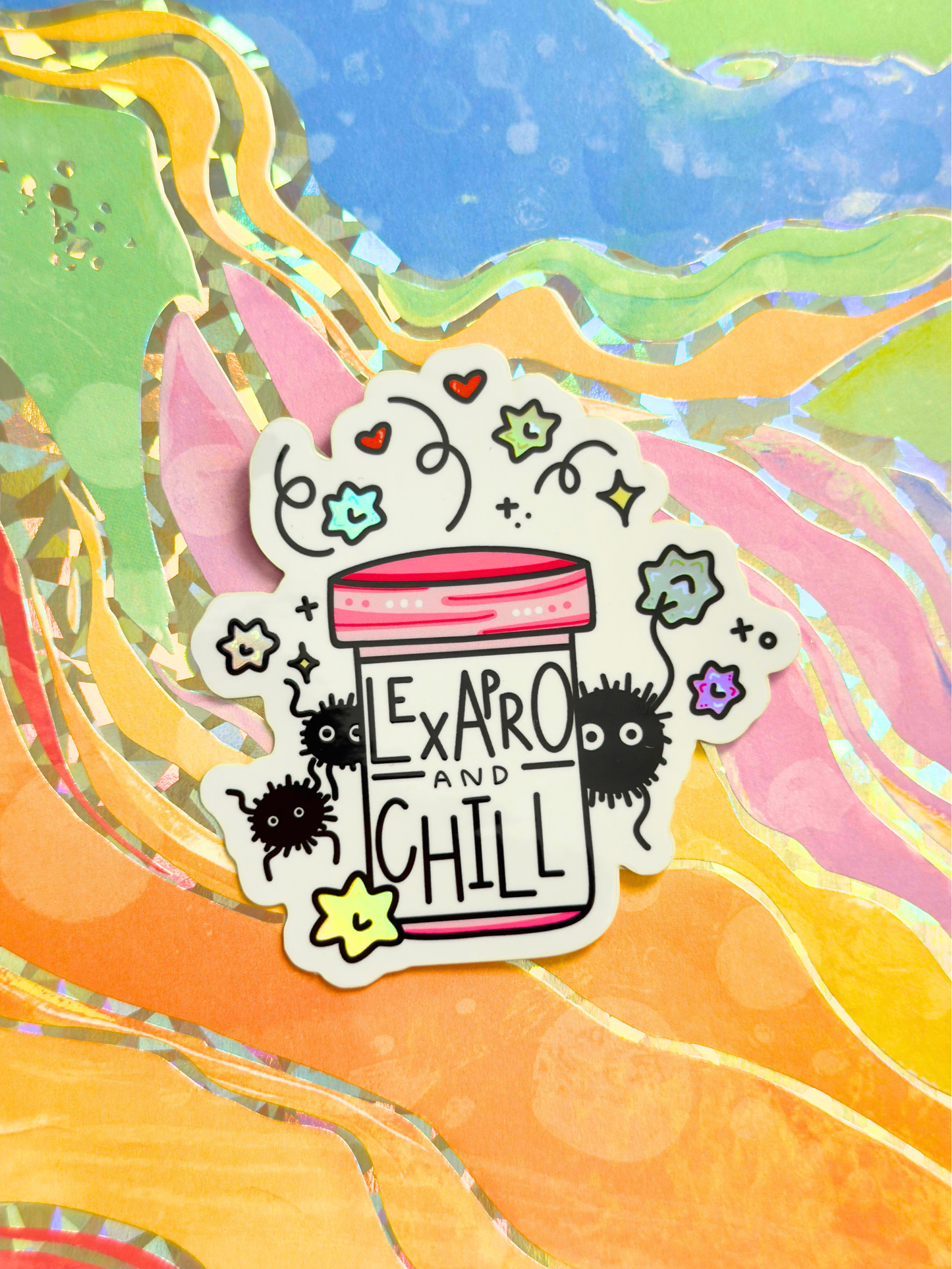 Lexapro and Chill Holographic Vinyl Sticker