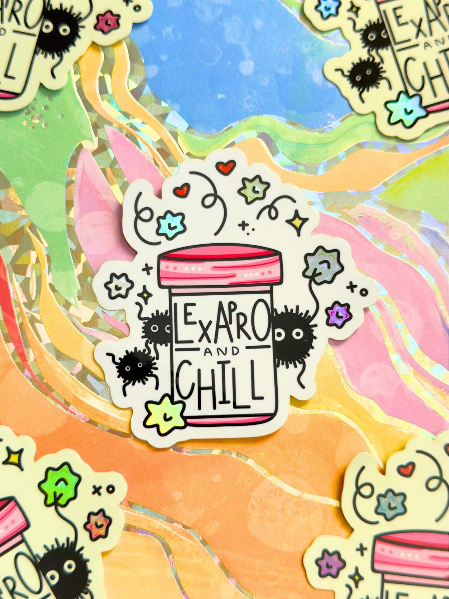 Lexapro and Chill Holographic Vinyl Sticker