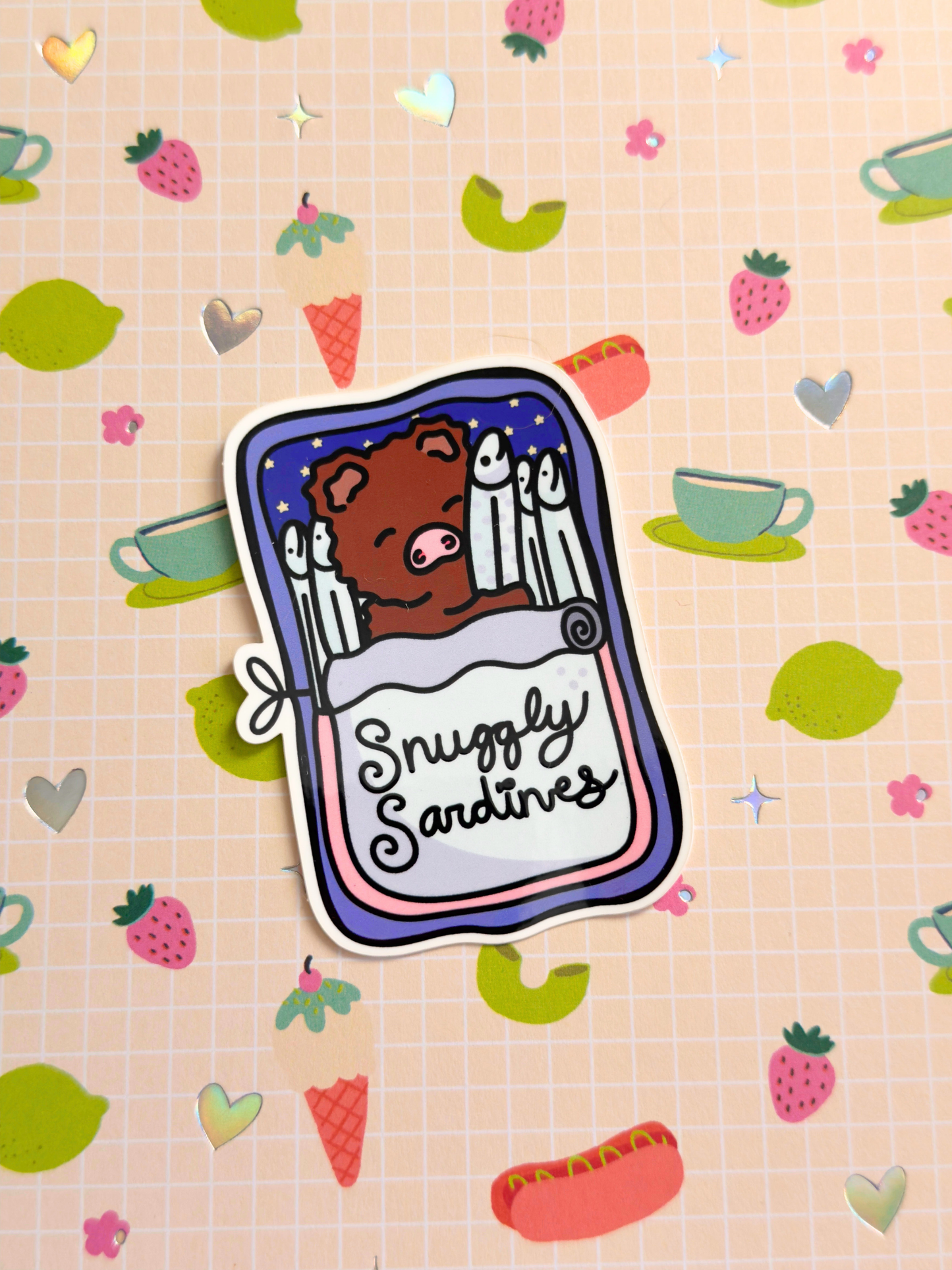 Snuggly Sardines Vinyl Sticker