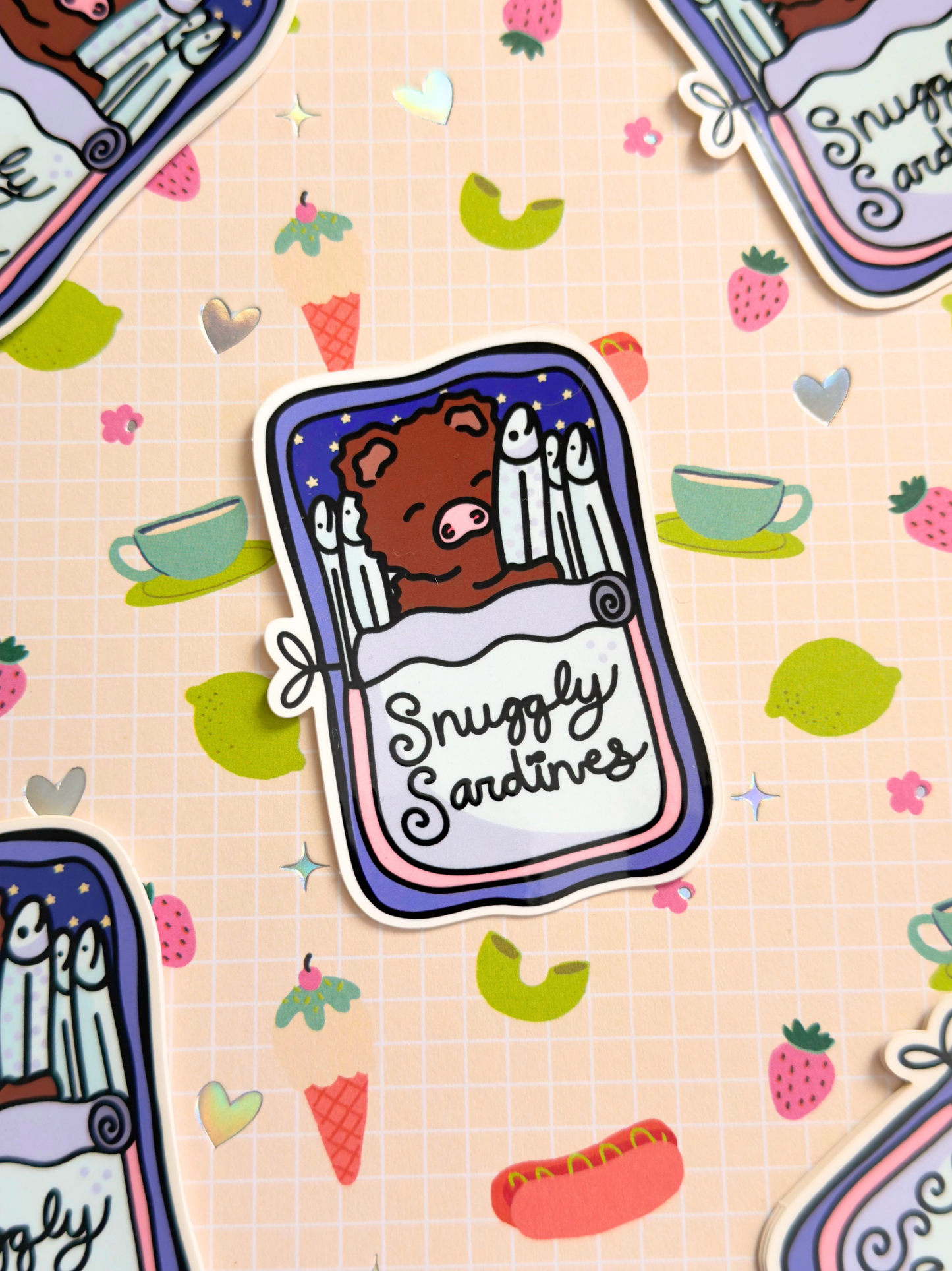 Snuggly Sardines Vinyl Sticker